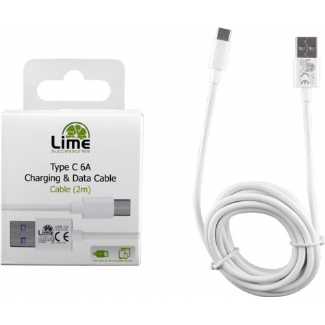 Lime Type A to Type C Cable 2M white 6A