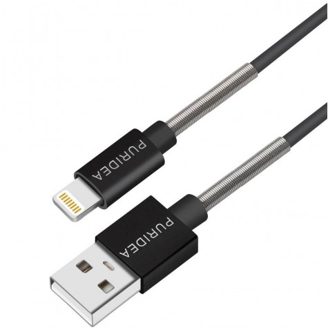 Puridea L18 Linghtning to Usb Cable 20cm black with spring