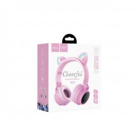 Hoco W27 Cat Ear Wireless Pink Headphones