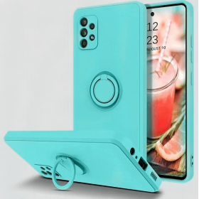 Samsung A32 4G silicone case turquoise with ring holder