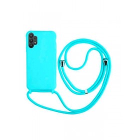 Samsung A32 5G tpu case with strap cyan