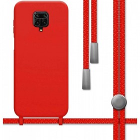 Xiaomi Redmi Note 9 Pro Silicone Case With Strap Red