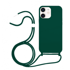 iPhone 11 silicone case with strap dark green