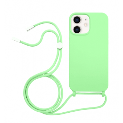 iPhone 11 silicone case with strap green