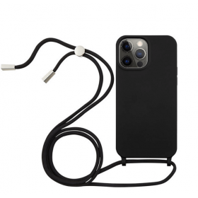iPhone 11pro max silicone case with strap black