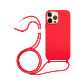 iPhone 11pro max silicone case with strap red