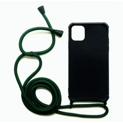 iPhone 11pro silicone case black with green strap