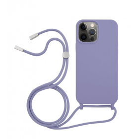 iPhone 11pro max silicone case with strap violet