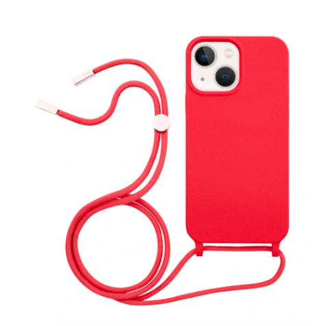 iPhone 13 silicone case with strap red