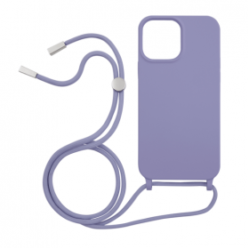 iPhone 14 pro max silicone case with strap violet
