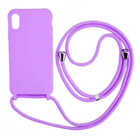 iPhone XS silicone case with strap violet